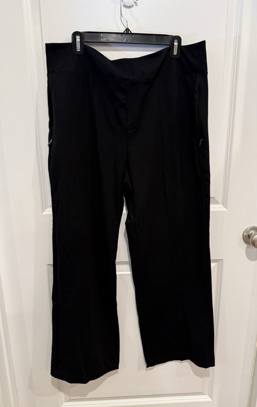 Chicos Black Wide Leg Dress Pants Size 3R US XL Trouser Creased Front Workwear